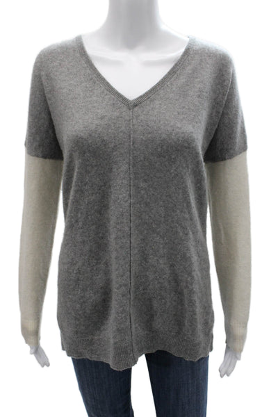 Autumn Cashmere Women Gray V-Neck Pullover Sweater Long Sleeve Size M