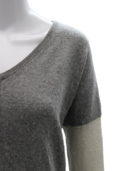 Autumn Cashmere Women Gray V-Neck Pullover Sweater Long Sleeve Size M