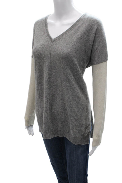 Autumn Cashmere Women Gray V-Neck Pullover Sweater Long Sleeve Size M