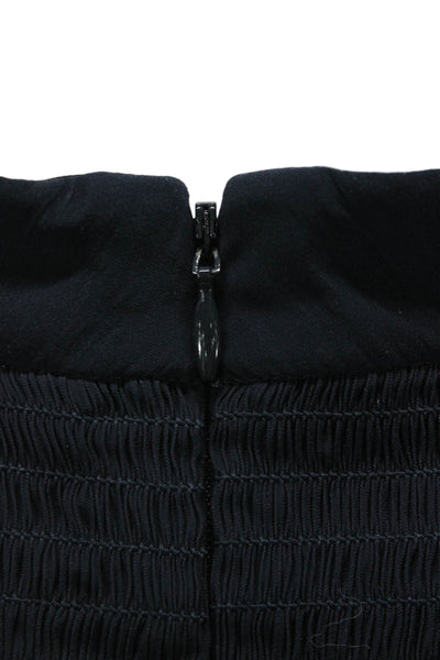 Ramy Brook Womens Dark Blue Mock Neck Zip Blouse Long Sleeve Polyester Size L
