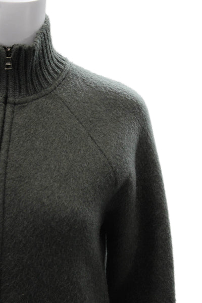 Armani Exchange Women Full Zip Sweater Dark Gray High Neck Long Sleeve Size XS