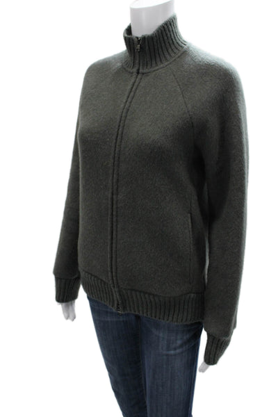 Armani Exchange Women Full Zip Sweater Dark Gray High Neck Long Sleeve Size XS