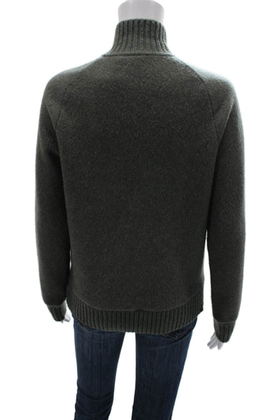 Armani Exchange Women Full Zip Sweater Dark Gray High Neck Long Sleeve Size XS