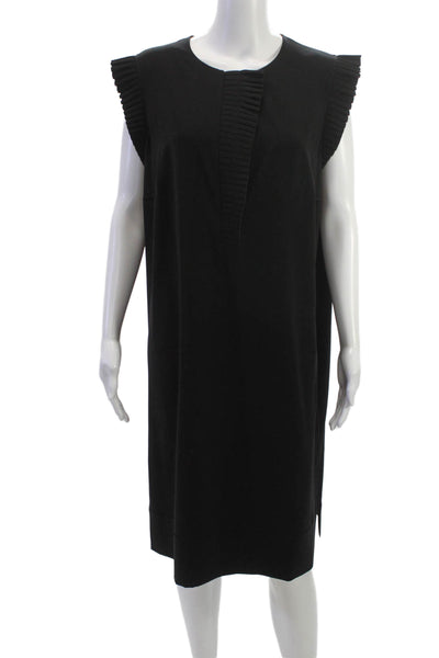Akris Punto Women Shift Dress Black Sleeveless Knee Length Size 14