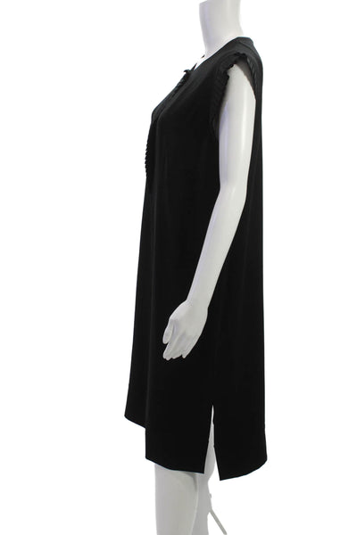 Akris Punto Women Shift Dress Black Sleeveless Knee Length Size 14