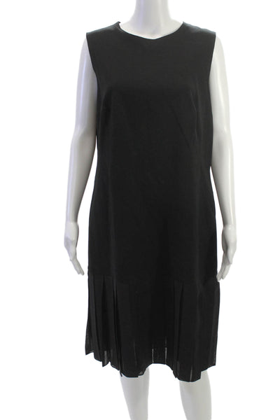 Akris Punto Women Shift Dress Black Sleeveless Round Neck Knee Length Size 14