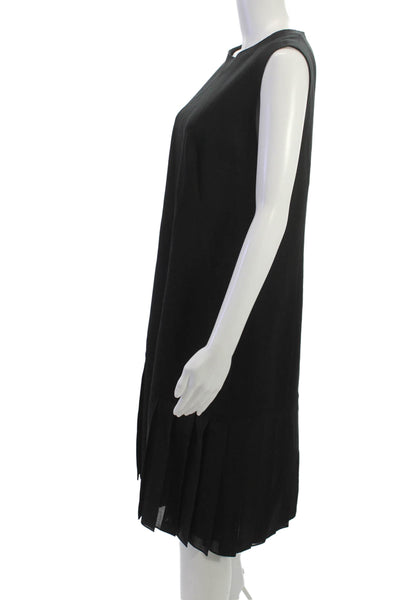Akris Punto Women Shift Dress Black Sleeveless Round Neck Knee Length Size 14