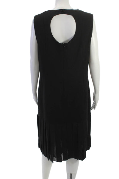 Akris Punto Women Shift Dress Black Sleeveless Round Neck Knee Length Size 14
