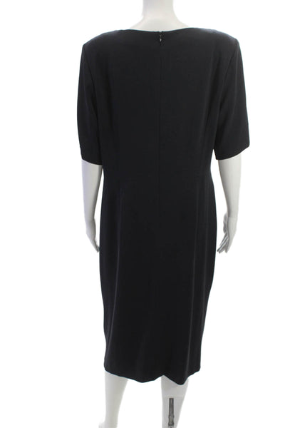 Escada Women Sheath Dress Black V-Neck Short Sleeve Knee Length Size 44