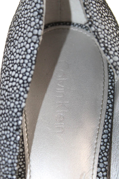 Calvin Klein Womens Cora Open Toe Pumps Blue Black Size 8.5 Medium