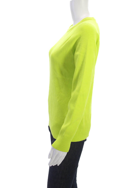 French Connection Womens Yellow Cashmere Crewneck Pullover Sweater Size XL