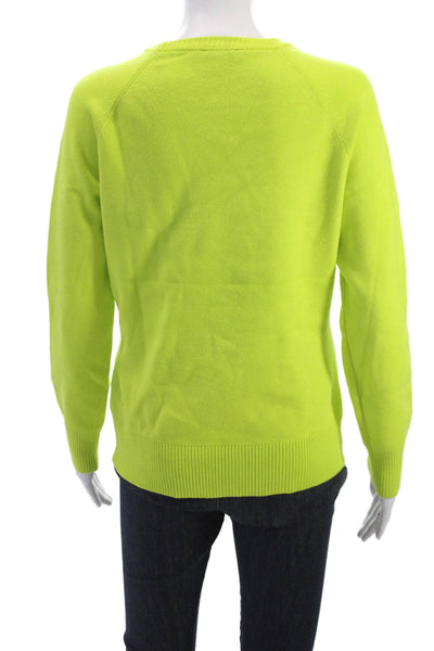 French Connection Womens Yellow Cashmere Crewneck Pullover Sweater Size XL