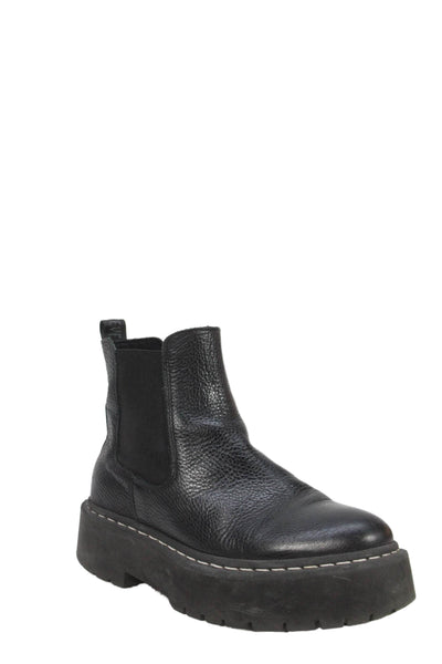 Steve Madden Womens Leather Contrast Stitch Ankle Boots Black Size 6