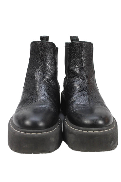 Steve Madden Womens Leather Contrast Stitch Ankle Boots Black Size 6