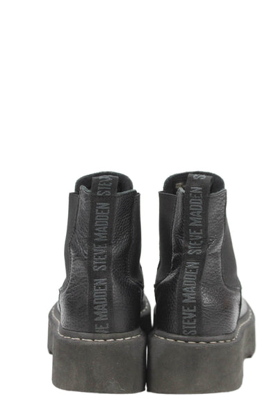 Steve Madden Womens Leather Contrast Stitch Ankle Boots Black Size 6
