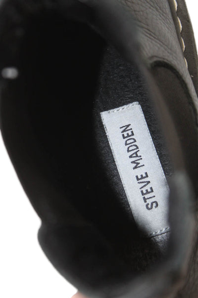 Steve Madden Womens Leather Contrast Stitch Ankle Boots Black Size 6
