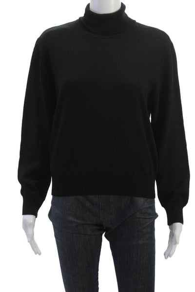 Liz Claiborne Women Black Merino Wool Turtleneck Pullover Sweater Size S