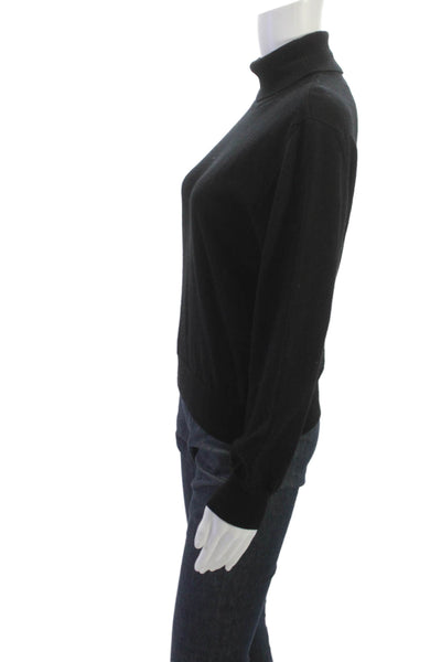 Liz Claiborne Women Black Merino Wool Turtleneck Pullover Sweater Size S