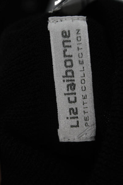 Liz Claiborne Women Black Merino Wool Turtleneck Pullover Sweater Size S