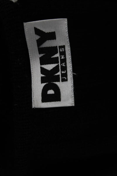 DKNY Women Cardigan Black Striped V-Neck Button Rayon Blend Long Sleeve Size S