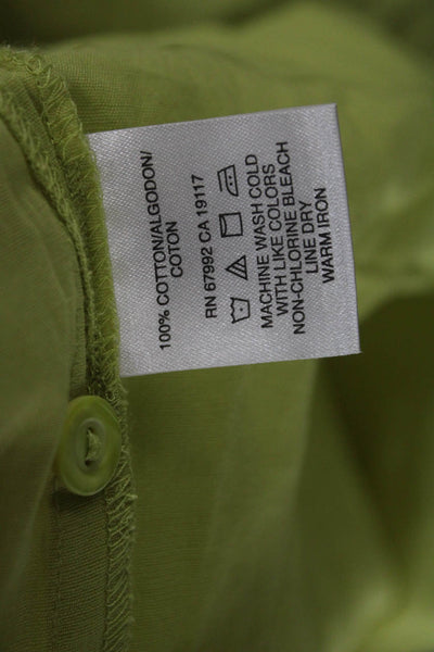 Sigrid Olsen Women Yellow 100% Cotton Button-Up Blouse 3/4 Sleeve Size S