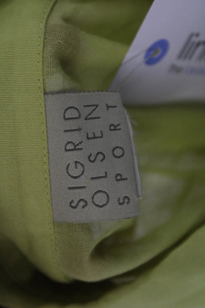 Sigrid Olsen Women Yellow 100% Cotton Button-Up Blouse 3/4 Sleeve Size S