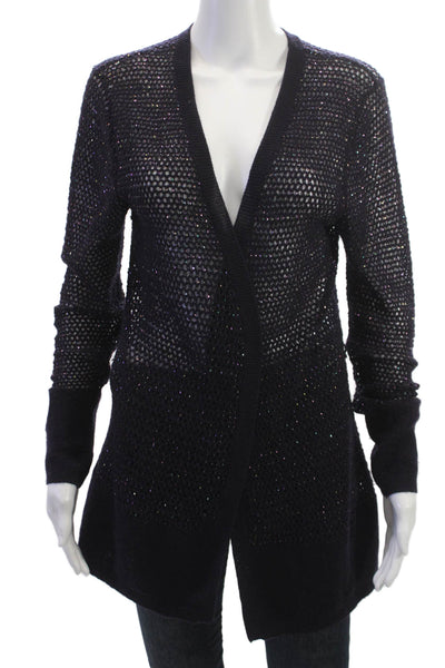 Dana Buchman Womens Cardigan Sweater Black V-Neck Long Sleeve Size M