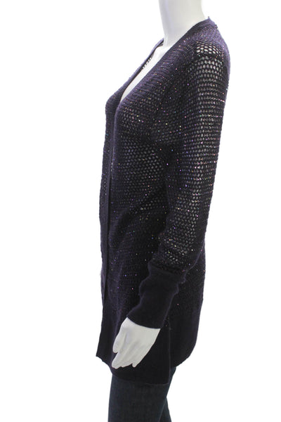 Dana Buchman Womens Cardigan Sweater Black V-Neck Long Sleeve Size M