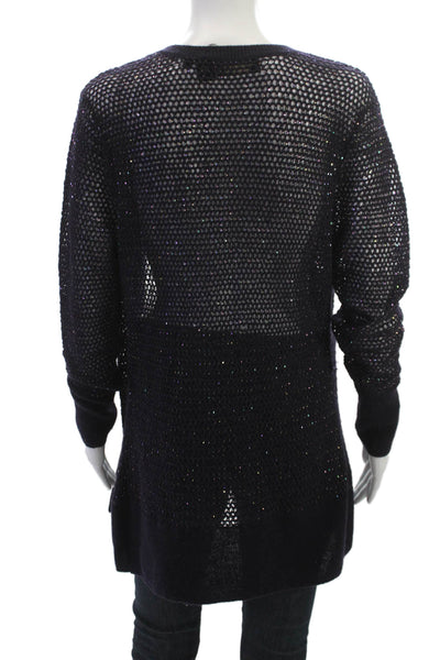 Dana Buchman Womens Cardigan Sweater Black V-Neck Long Sleeve Size M