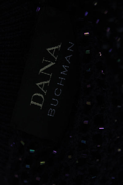 Dana Buchman Womens Cardigan Sweater Black V-Neck Long Sleeve Size M