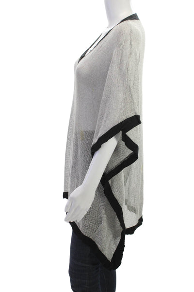 Elan Womens Kimono Top Gray Cotton V Neck Short Sleeve Beach Size One Size
