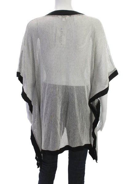 Elan Womens Kimono Top Gray Cotton V Neck Short Sleeve Beach Size One Size
