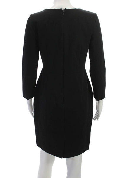 J Crew Women Sheath Dress Black V Neck Long Sleeve Knee Length Size 4