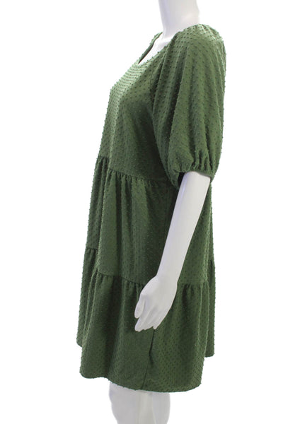 J Crew Women Shift Dress Army Green Knee Length Round Neck Size L