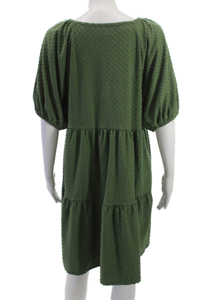 J Crew Women Shift Dress Army Green Knee Length Round Neck Size L