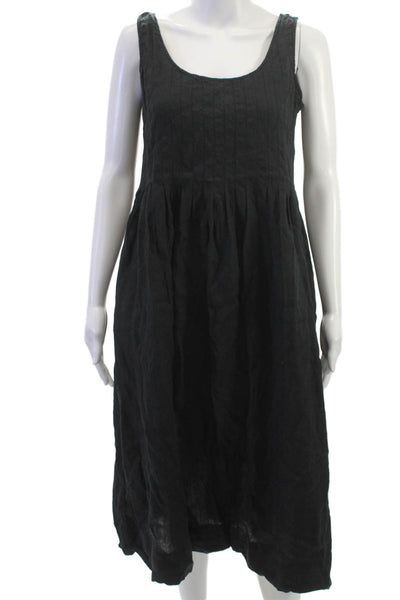 Banana Republic Women Tank Dress Black Silk Sleeveless Neck Mid-Calf Size S