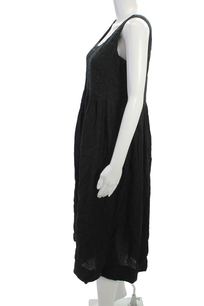 Banana Republic Women Tank Dress Black Silk Sleeveless Neck Mid-Calf Size S