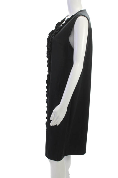 Elie Tahari Womens Shift Dress Black Silk Sleeveless Round Neck Short Size 14