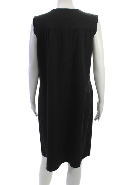 Elie Tahari Womens Shift Dress Black Silk Sleeveless Round Neck Short Size 14