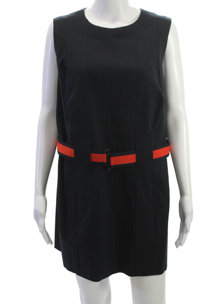 Akris Punto Women Shift Mini Dress Black Sleeveless Round Neck Size 16