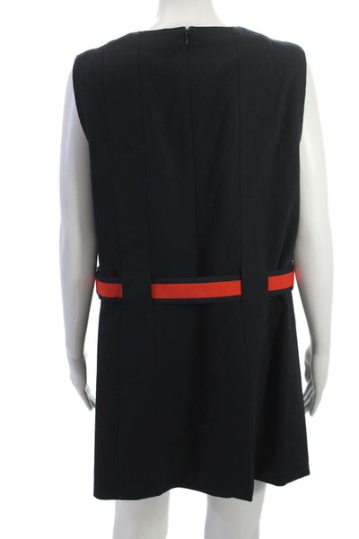 Akris Punto Women Shift Mini Dress Black Sleeveless Round Neck Size 16