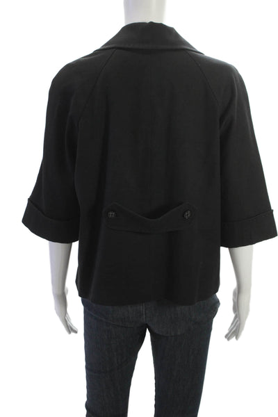 Elie Tahari Women Black Collared Button Wool Blend Blazer 3/4 Sleeve Size 14