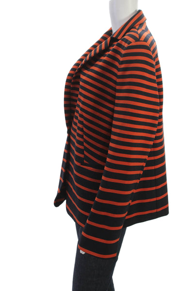 Akris Punto Womens Black Striped Blazer Collared Long Sleeve Size 16