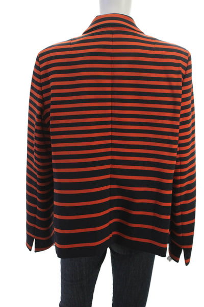 Akris Punto Womens Black Striped Blazer Collared Long Sleeve Size 16