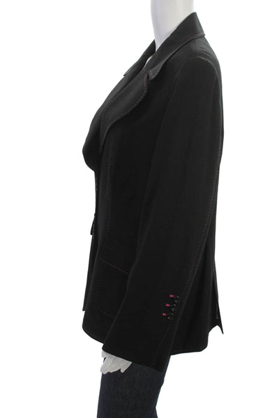 Escada Women Blazer Black Wool Collared Button Long Sleeve Size 44