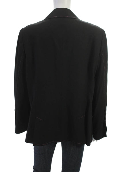 Escada Women Blazer Black Wool Collared Button Long Sleeve Size 44