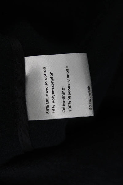 Akris Punto Women Dark Blue Virgin Wool Cotton Jacket Mock Neck Size 14