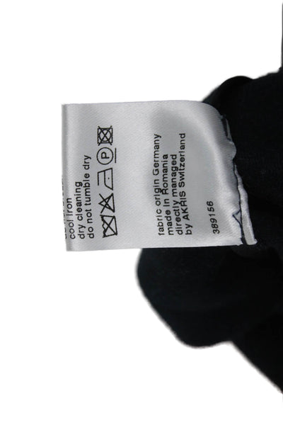 Akris Punto Women Dark Blue Virgin Wool Cotton Jacket Mock Neck Size 14