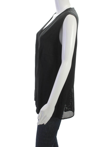 Akris Punto Women Sleeveless V-Neck Black Tunic Zip Size 14