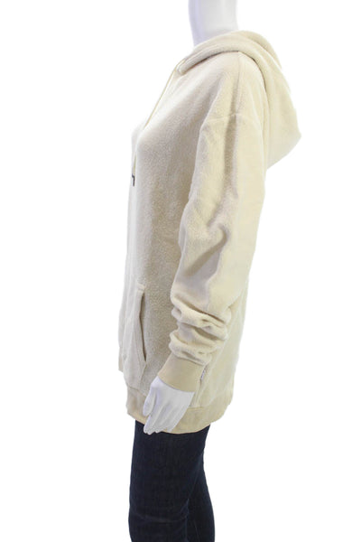 feat Women Pullover Hoodies Beige Drawstring Long Sleeve Size M